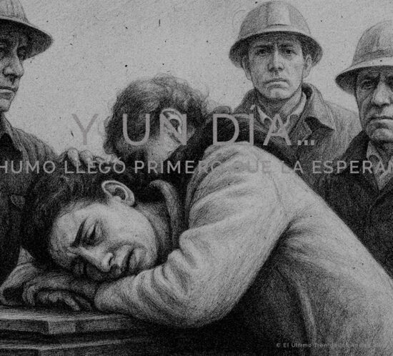 Ilustración homenaje basada en fotografía de la época. (Junio de 1945)